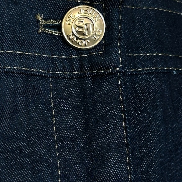 St.John Sport Dark Wash Blue Jeans Designer Chic Quiet Luxury Preppy Women Sz 12 - Picture 15 of 16
